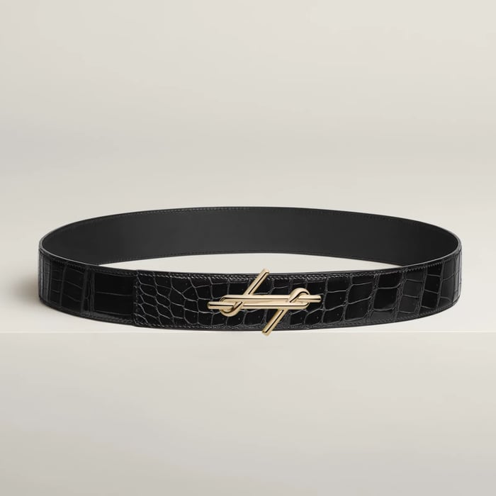 H Noue Belt Buckle & Leather Strap 38 MM