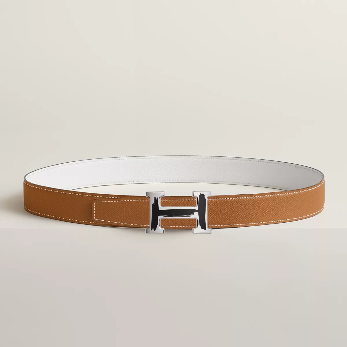 Boucle de ceinture Brush & Cuir de ceinture réversible 32 mm