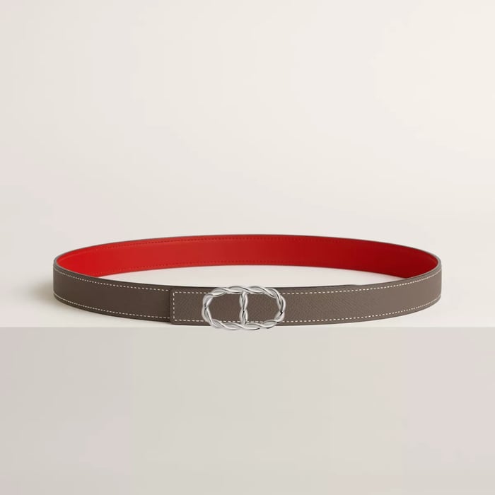 Boucle De Ceinture Maillon Torsade & Cuir De Ceinture Réversible 24 MM