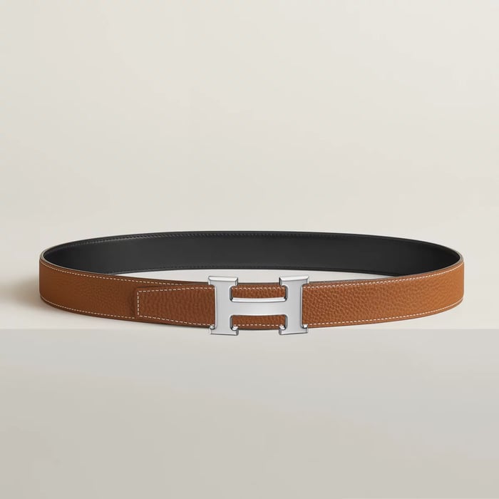 H Belt Buckle & Reversible Leather Strap 32 MM