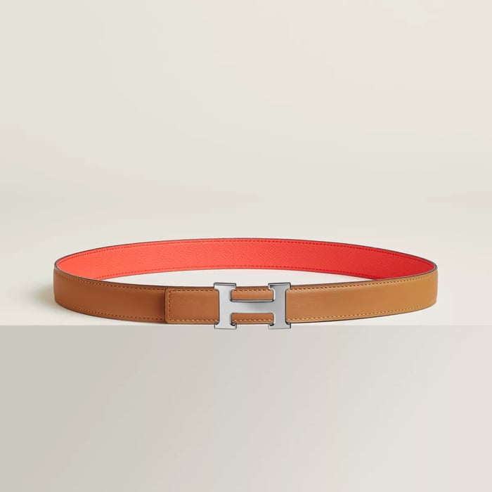Mini H belt buckle & Reversible leather strap 24 mm