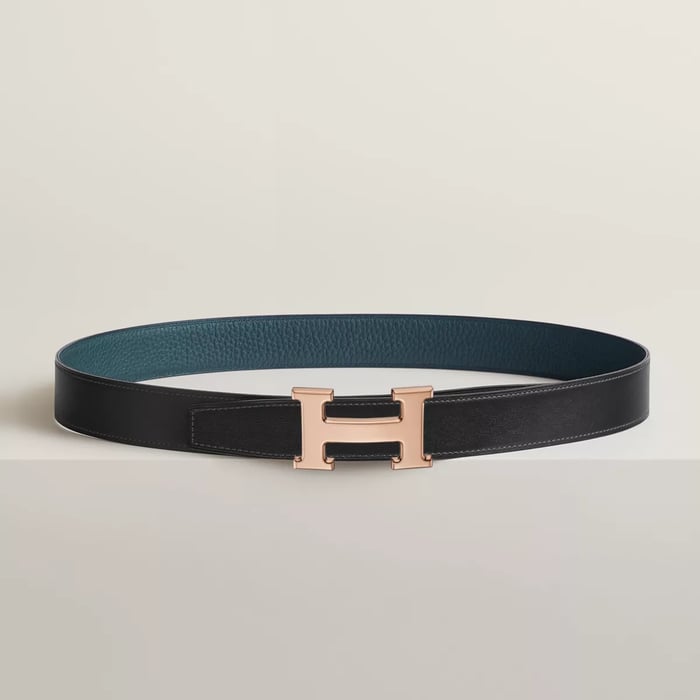 H Belt Buckle & Reversible Leather Strap 32 MM