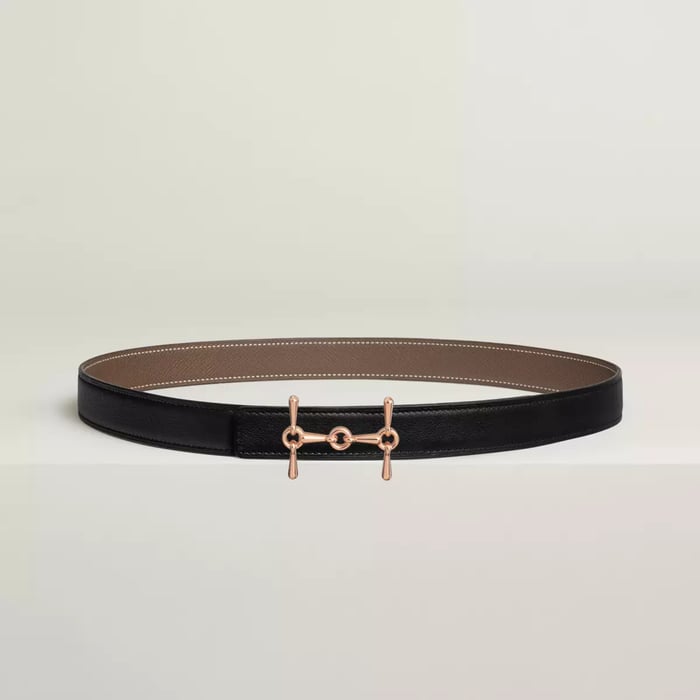 H Equestre belt buckle & Reversible leather strap 24 mm