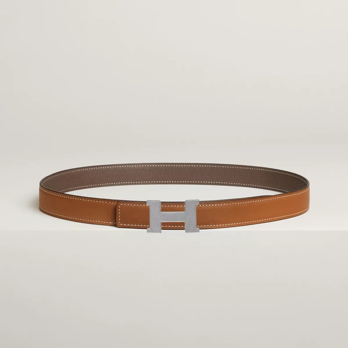 Mini Constance Guillochee belt buckle & Reversible leather strap 24 mm
