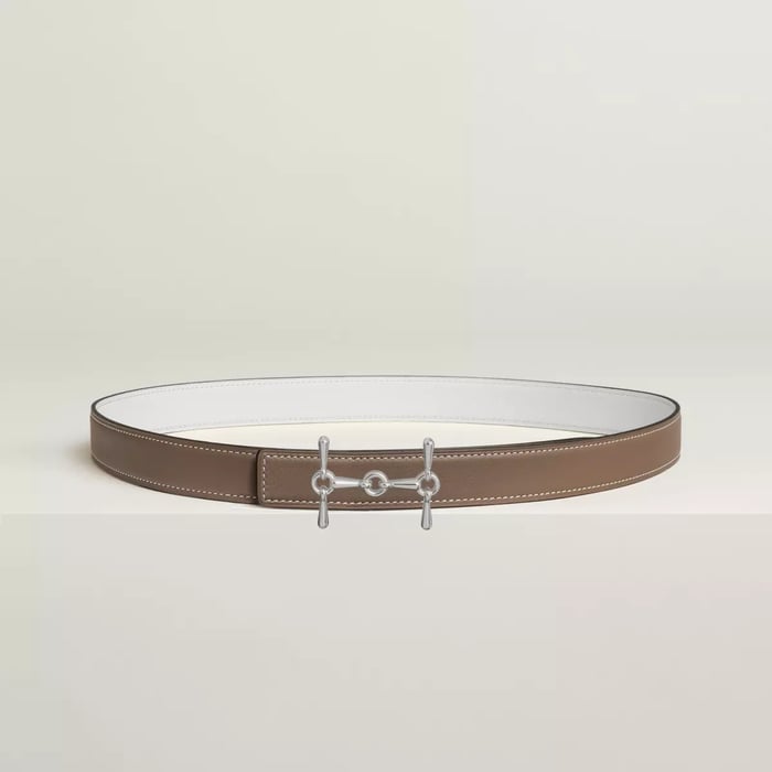 H Equestre Belt Buckle & Reversible Leather Strap 24 MM