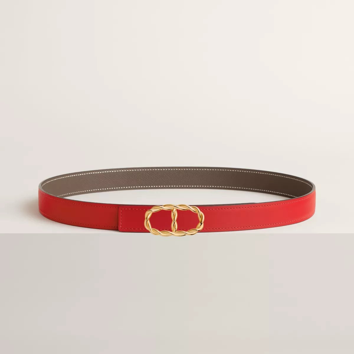 Boucle de ceinture Maillon Torsade & Cuir de ceinture réversible 24 mm