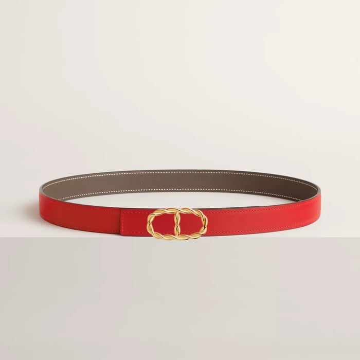 Boucle de ceinture Maillon Torsade & Cuir de ceinture réversible 24 mm