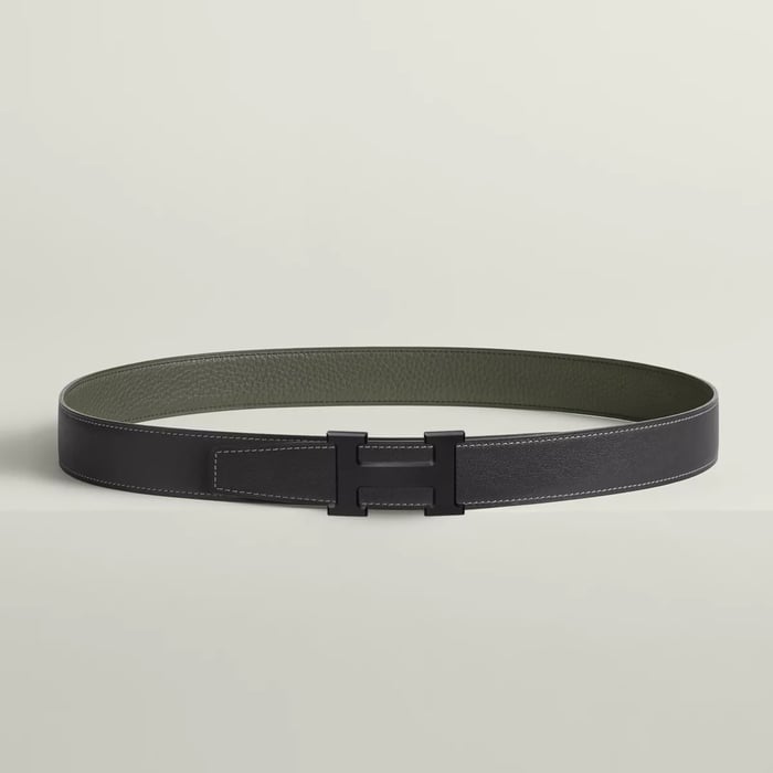 H Belt Buckle & Reversible Leather Strap 32 MM
