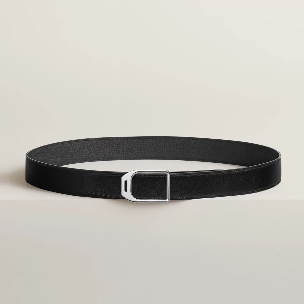 Jockey belt buckle & Reversible leather strap 32 mm