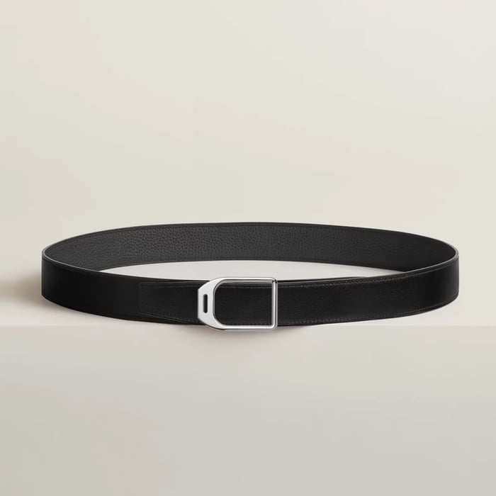 Jockey belt buckle & Reversible leather strap 32 mm