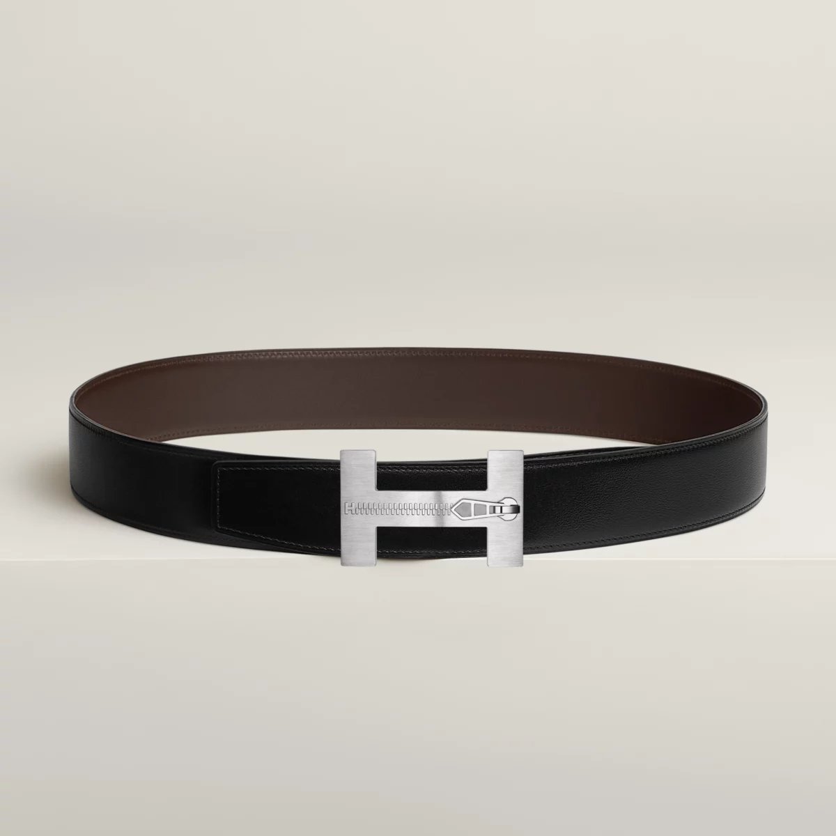 Quizz Ferme-Tout belt buckle & Reversible leather strap 38 mm