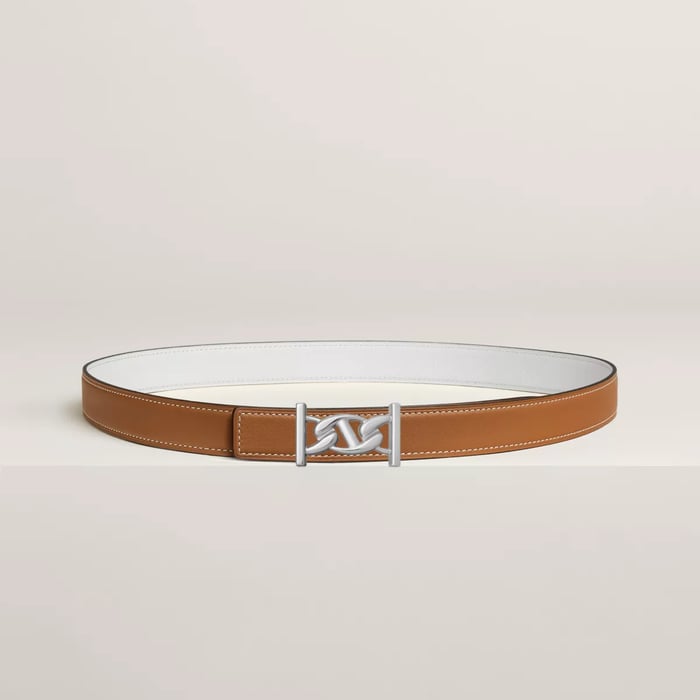 My H belt buckle & Reversible leather strap 24 mm