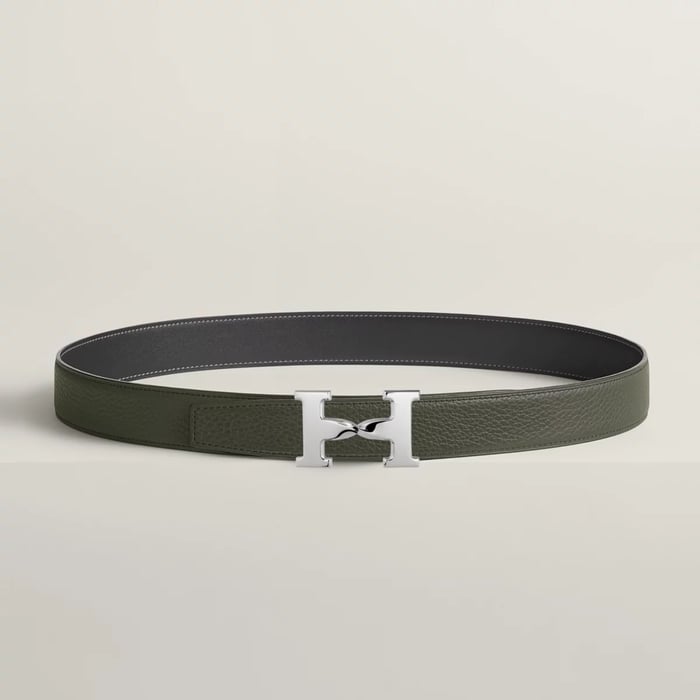 H Twist Belt Buckle & Reversible Leather Strap 32 MM