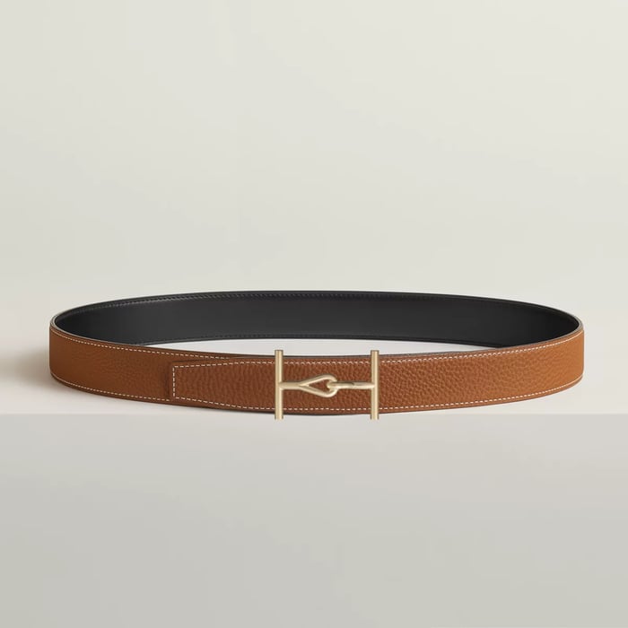 Jumbo Belt Buckle & Reversible Leather Strap 32 MM
