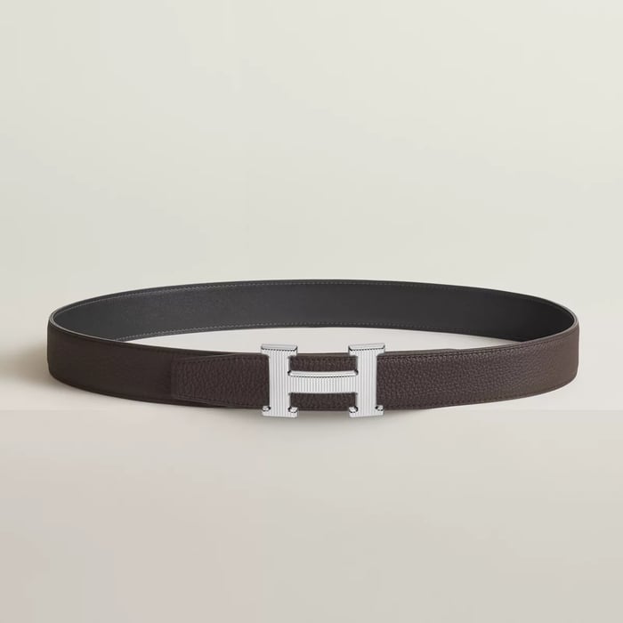 H Striee Belt Buckle & Reversible Leather Strap 32 MM