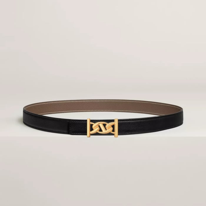 My H belt buckle & Reversible leather strap 24 mm