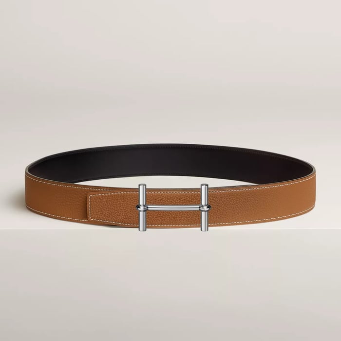 H d'Ancre Belt Buckle & Reversible Leather Strap 38 MM