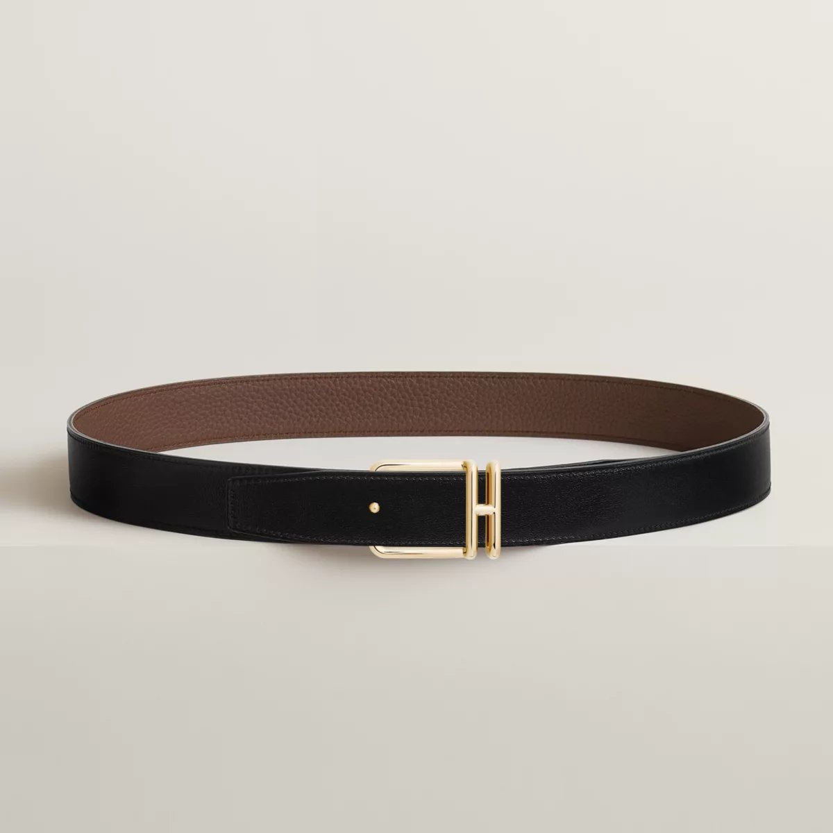 Volte-face reversible belt buckle & Reversible leather strap 32 mm