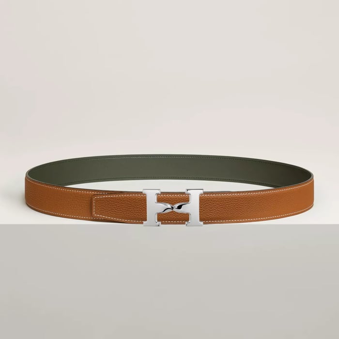 H Twist Belt Buckle & Reversible Leather Strap 32 MM