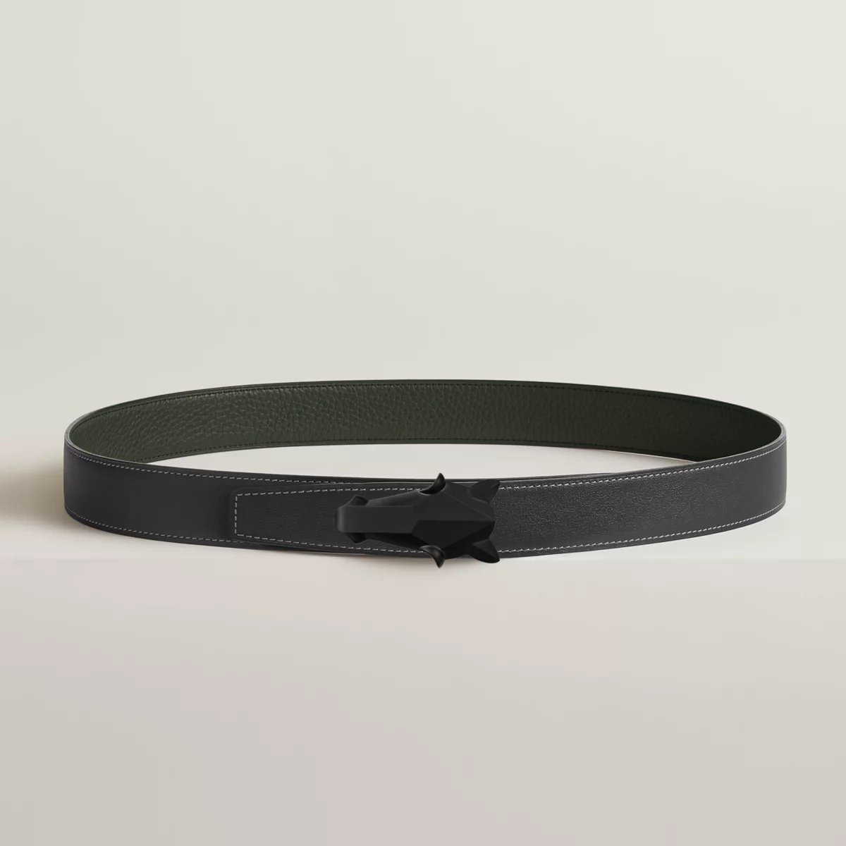 Destrier belt buckle & Reversible leather strap 32 mm