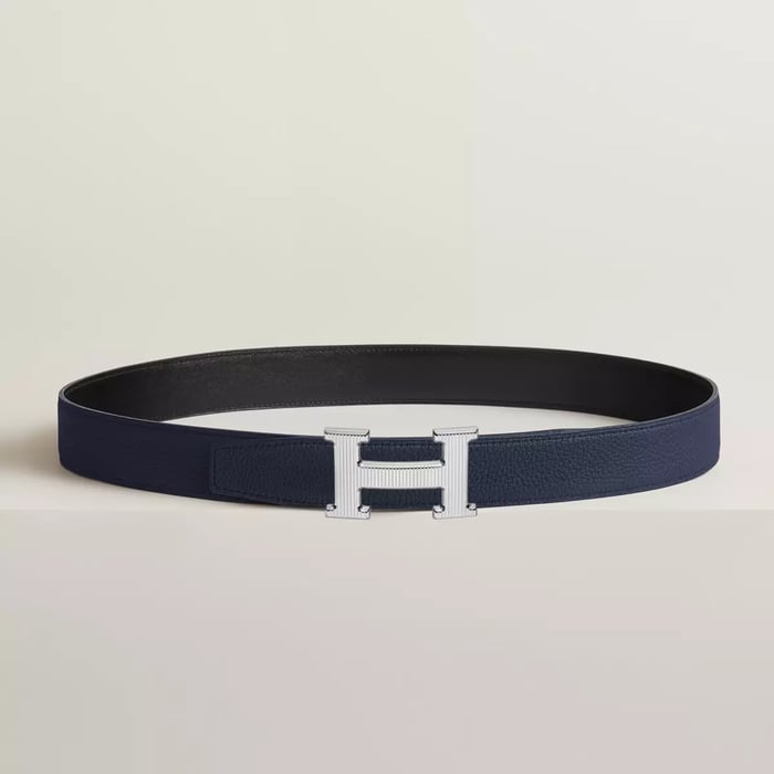 H Striee Belt Buckle & Reversible Leather Strap 32 MM