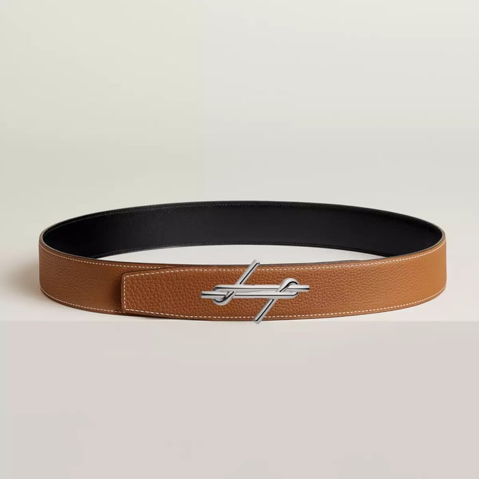 H Noue Belt Buckle & Reversible Leather Strap 38 MM