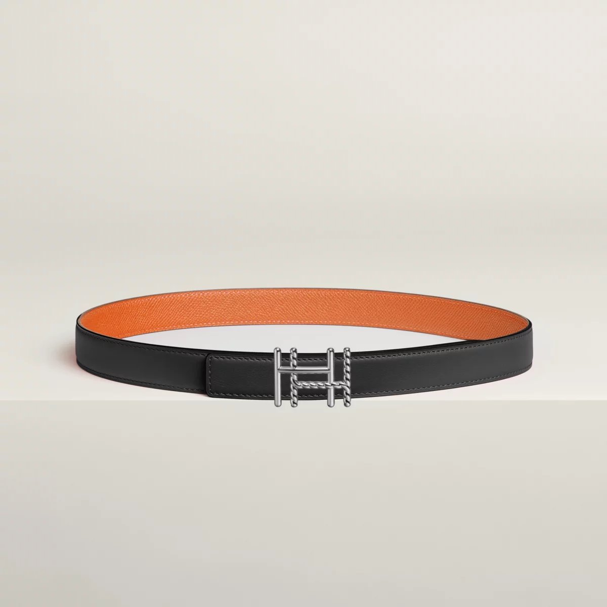 H au Carre Twist belt buckle & Reversible leather strap 24 mm