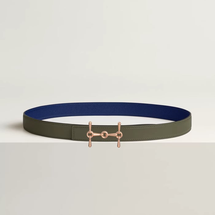 Boucle de ceinture H Equestre & Cuir de ceinture réversible 24 mm