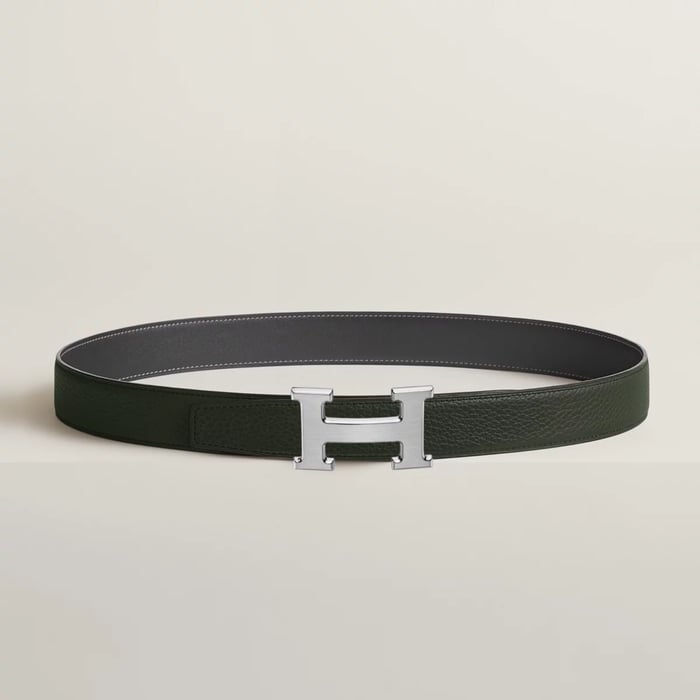 H Belt Buckle & Reversible Leather Strap 32 MM
