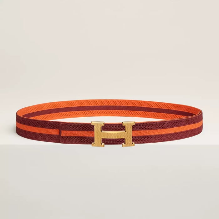 H Guillochee belt buckle & Team band 32 mm