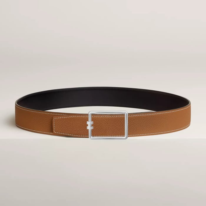 Tube H Belt Buckle & Reversible Leather Strap 38 MM
