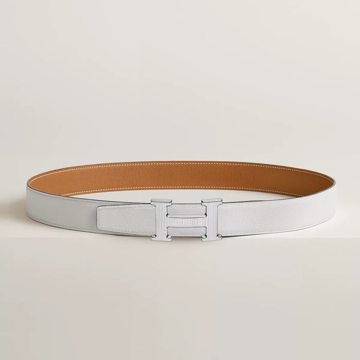 H Striee Belt Buckle & Reversible Leather Strap 32 MM