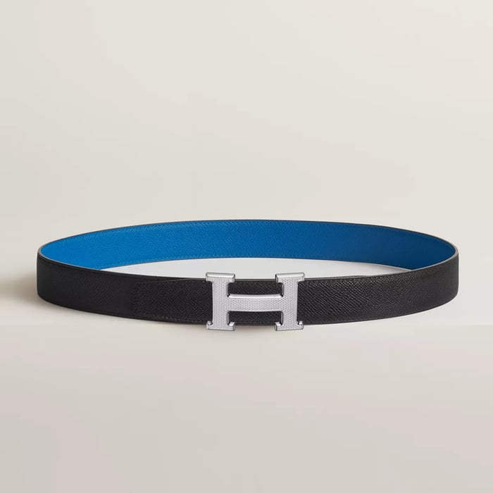 H Guillochee 벨트 버클 & 리버서블 가죽 스트랩 32mm