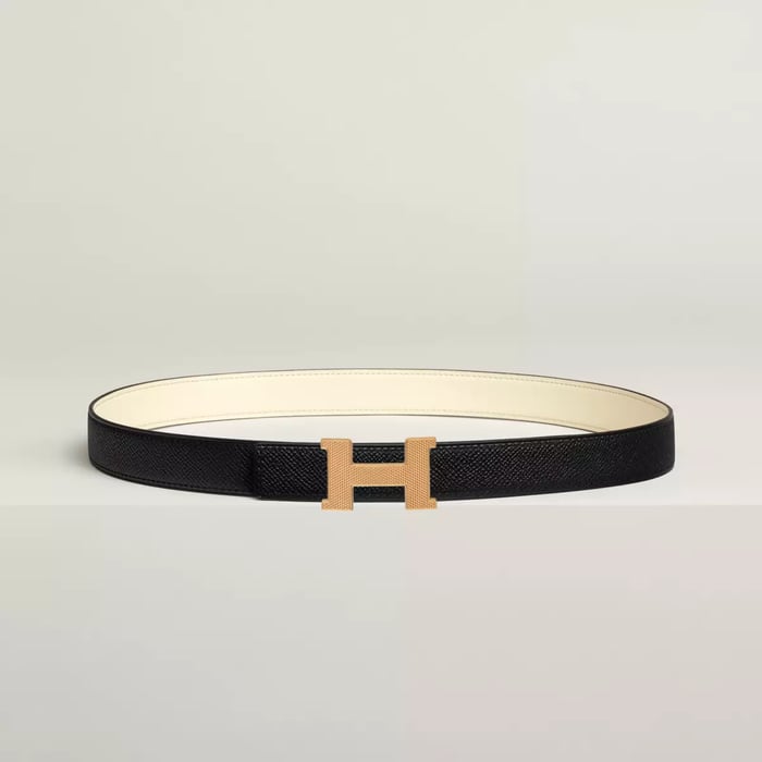 Mini Constance Guillochee belt buckle & Reversible leather strap 24 mm
