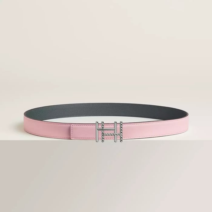 H au Carre Twist belt buckle & Reversible leather strap 24 mm