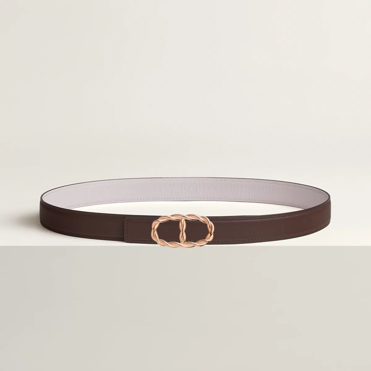 Maillon Torsade belt buckle & Reversible leather strap 24 mm
