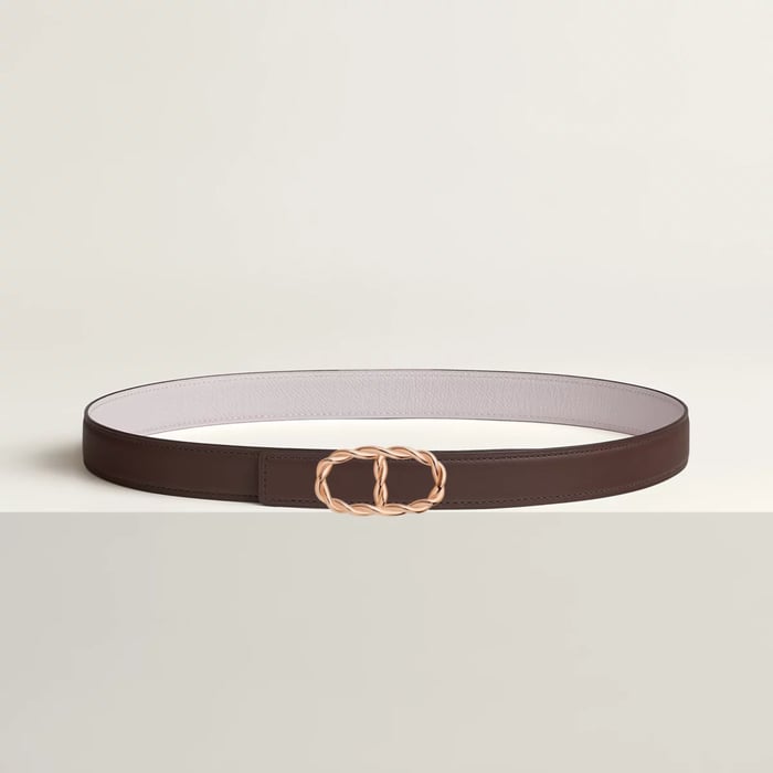Maillon Torsade belt buckle & Reversible leather strap 24 mm