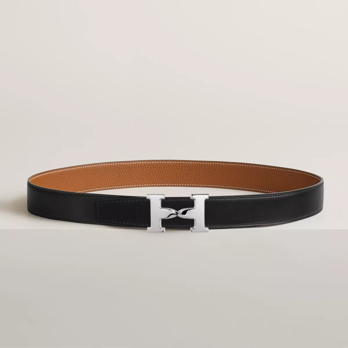 H Twist belt buckle & Reversible leather strap 32 mm
