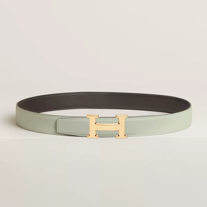 H Striee Belt Buckle & Reversible Leather Strap 32 MM