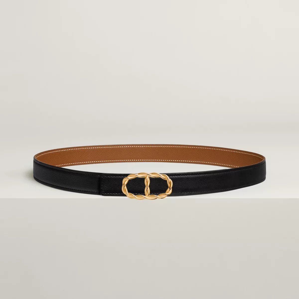 Maillon Torsade belt buckle & Reversible leather strap 24 mm