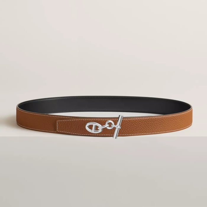 Yachting Belt Buckle & Reversible Leather Strap 32 MM
