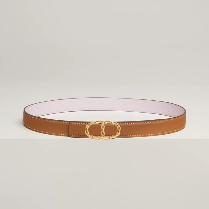 Boucle de ceinture Maillon Torsade & Cuir de ceinture réversible 24 mm