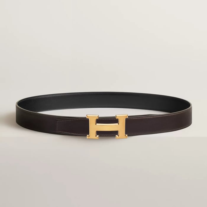 H Belt Buckle & Reversible Leather Strap 32 MM