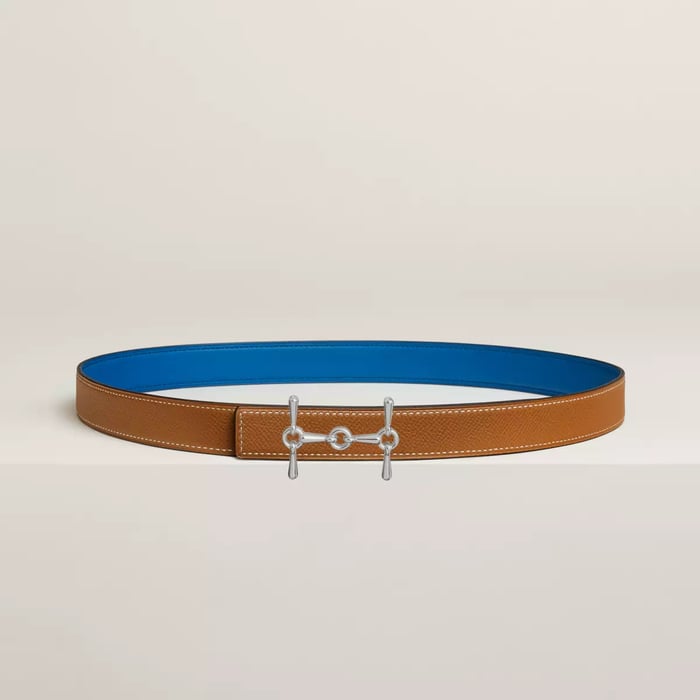 H Equestre Belt Buckle & Reversible Leather Strap 24 MM