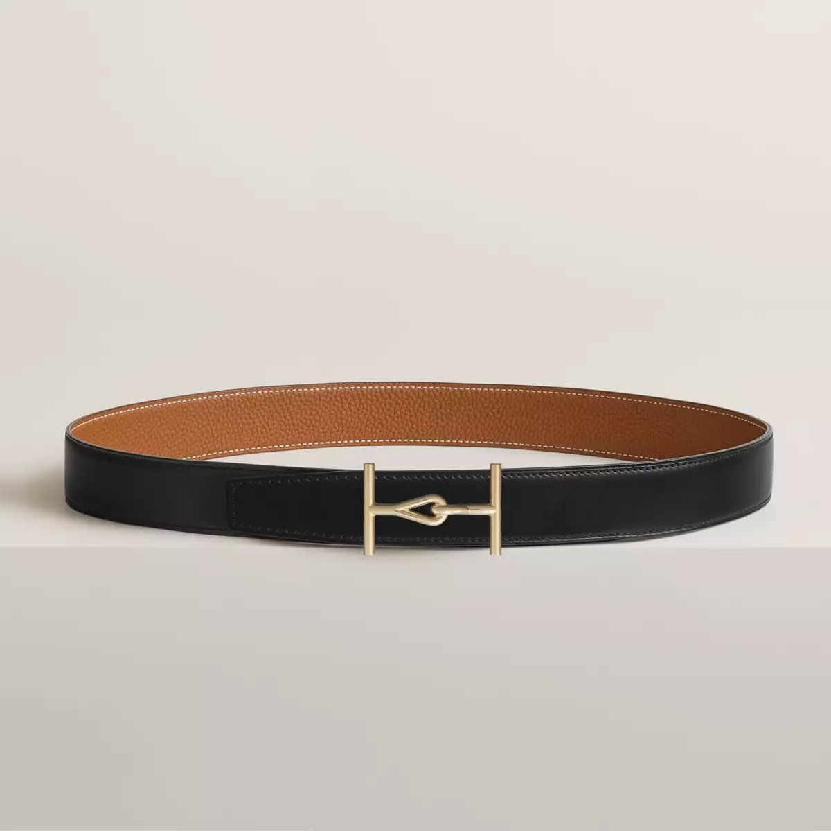 Jumbo belt buckle & Reversible leather strap 32 mm