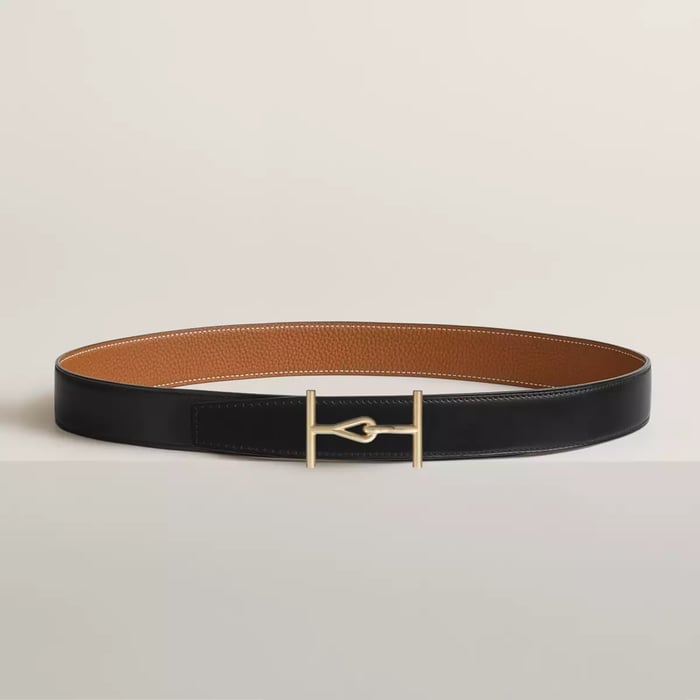 Jumbo Belt Buckle & Reversible Leather Strap 32 MM