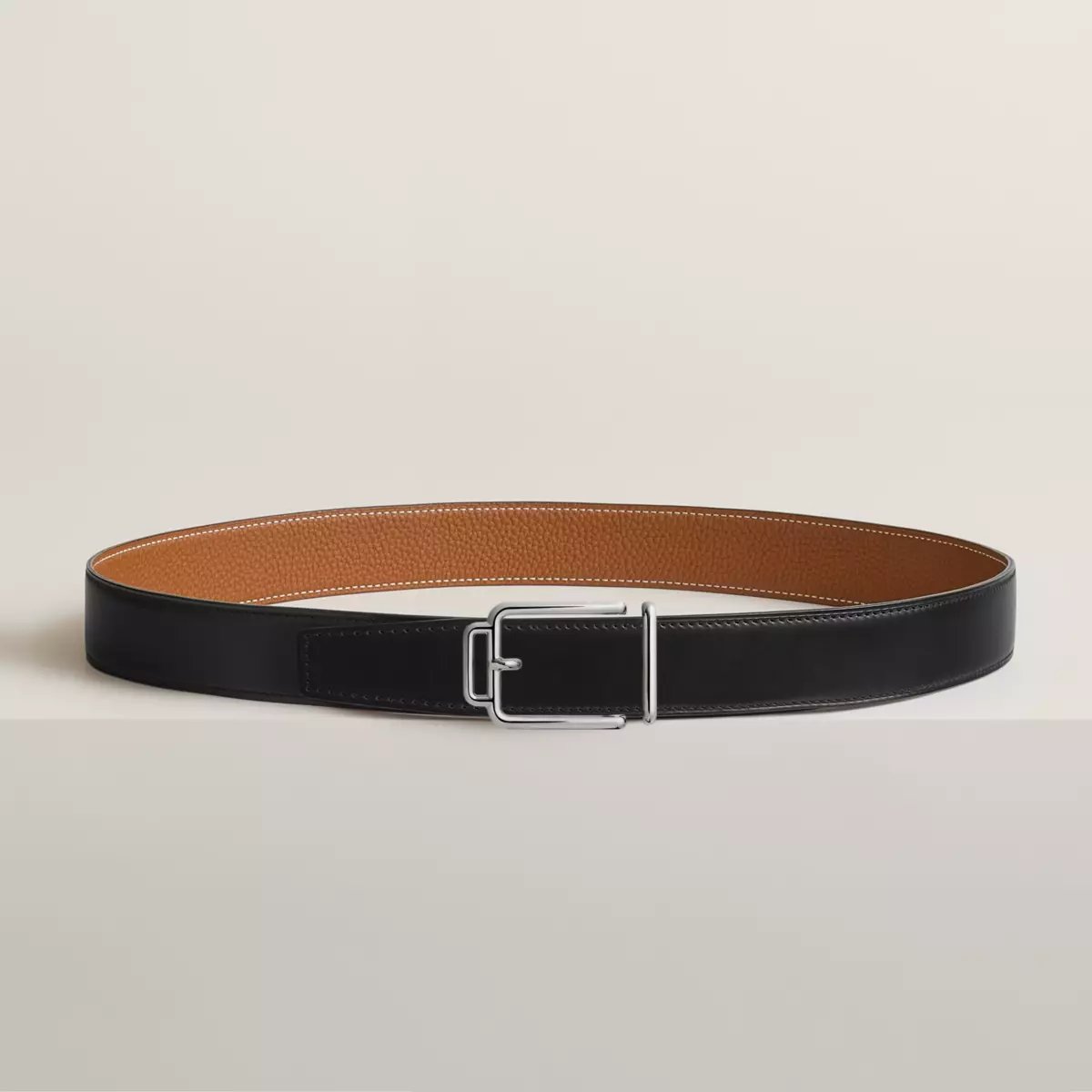 Volte-face reversible belt buckle & Reversible leather strap 32 mm