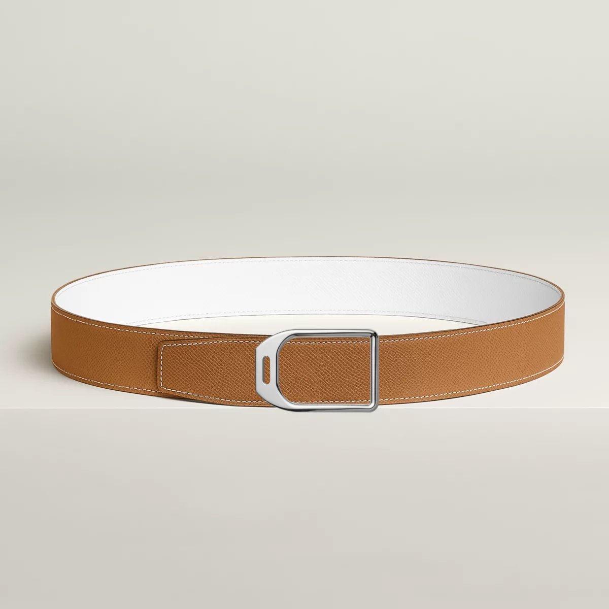 Jockey belt buckle & Reversible leather strap 38 mm