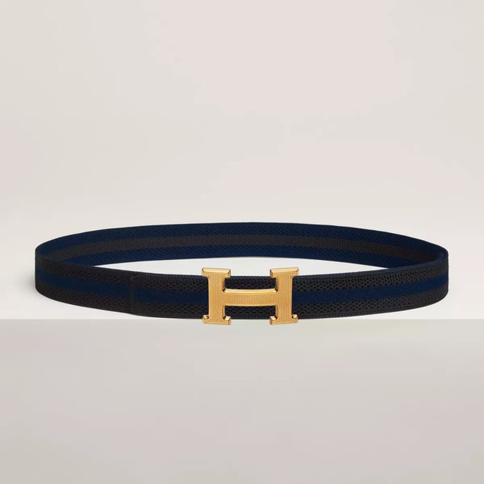 H Guillochee belt buckle & Team band 32 mm