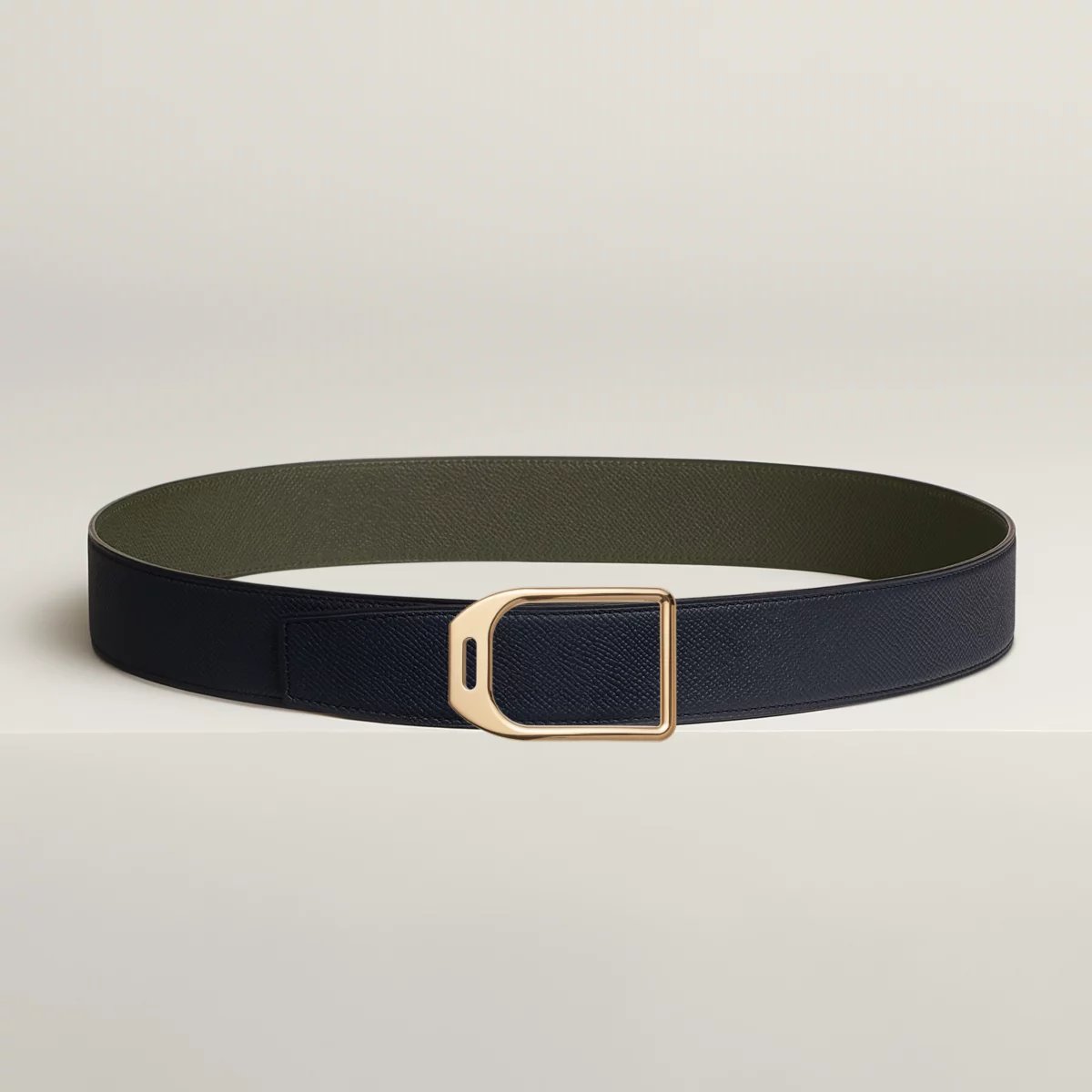 Jockey belt buckle & Reversible leather strap 38 mm